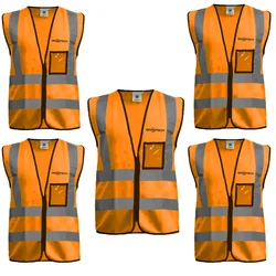 Gravitech 5 Pcs 120 GSM Orange Colour Safety Jacket With 2" High Grade Reflective Fabric Tape (GI-RJ-04)