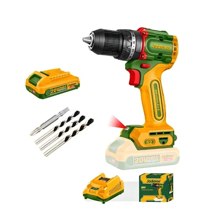 Jadever 13mm 20V Cordless BL 52Nm Max. Torque Impact Drill With Battery-Charger & Drill Bits, 30000 BPM Impact Rate (JDCDP5282)