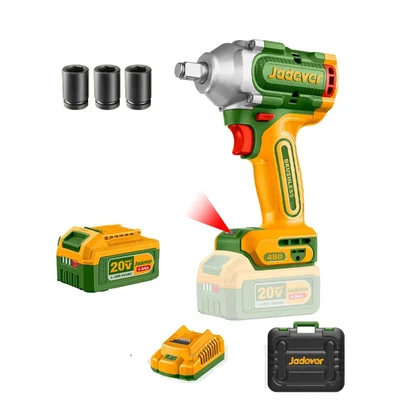 Jadever 1/2 Inch 20V Cordless BL Powerful Impact Wrench With Battery-Charger & Sockets, Max. Torque 480Nm (JDCD1B483)