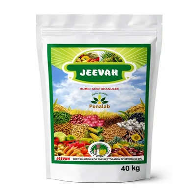 JEEVAH Black 40 kg Organic Plant Growth Promoter, Bulk 40kg Bag for Multi-Acre Root Architecture & Fertilizer Retention
