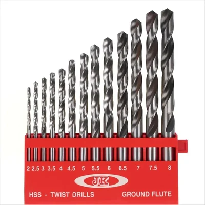JK Super Drive 2-8mm 13Pcs HSS Straight Shank Jobber Drill Set Ground Flute Metal Stainless Steel SD7709928