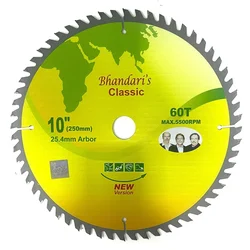 Jon Bhandari 10 inch (250 mm) 60T TCT Wood Cutting Blade Bhandari Classic With Pen