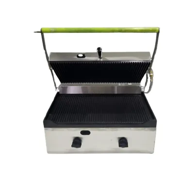 11 x 19 inch Non Stick Gas Operated Jumbo Sandwich Griller With Double Burner and Stainless Steel Body