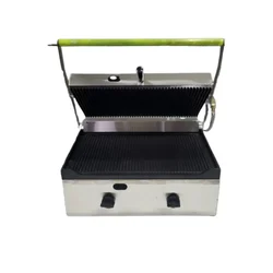 11 x 19 inch Non Stick Gas Operated Jumbo Sandwich Griller With Double Burner and Stainless Steel Body
