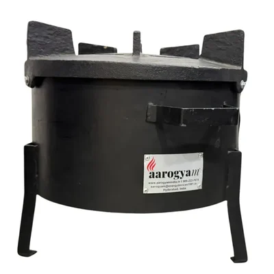 URJA JUMBO Smokeless Wood Burning Cookstove Black Chulha with 16" Height for High Volume Cooking