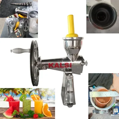 Kalsi No.18 Hand Crank Pulpy Fruit Juicer (Mango,Orange) with SS Rod, CI Wheel & 4.2 Inches Hopper Dia