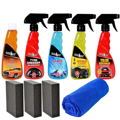 Kangaroo 300ml x5 Premium Car Care Kit Shampoo Tyre Glass Interior Trim - Premium_Car Care Kit
