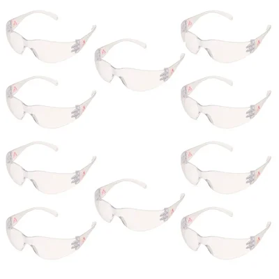 Karam ES001 Pack of 10 Scratch Resistant Safety Spectacles, Lightweight Polycarbonate High Impact Goggles for Industrial Eye Protection