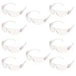 Karam ES001 Pack of 10 Scratch Resistant Safety Spectacles, Lightweight Polycarbonate High Impact Goggles for Industrial Eye Protection