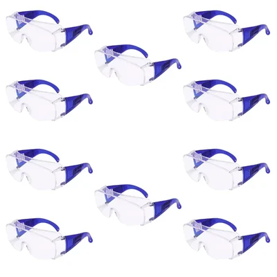 Karam ES007 Pack of 10 Scratch Resistant Safety Spectacles, Lightweight Polycarbonate High Impact Goggles for Industrial Eye Protection