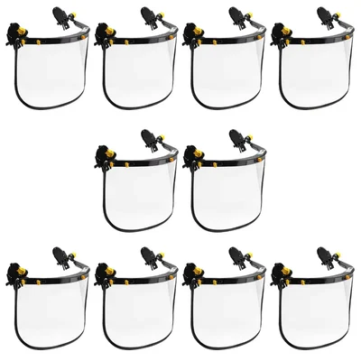 Karam ES51 Pack of 10 Helmet Mountable Clear Polycarbonate Face Shield for Welding, Grinding and Industrial Safety