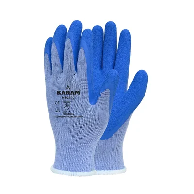 Karam HS03 Latex Crinkle Palm Coated Safety Gloves(Pack-1 pair)