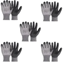 KARAM HS51 Pack of 5 PU Coating Cut Resistant Safety Gloves For Industrial Use