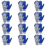 KARAM HS61 Pack of 12 Blue Latex Coating Safety Gloves For Mechanical Hazards