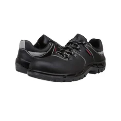 KARAM Black Leather Safety Shoe With Excellent Grip, Comfort and Slip Resistance (FS 15)(Pack-1,Size-4)