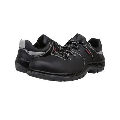 KARAM Black Leather Safety Shoe With Excellent Grip, Comfort and Slip Resistance (FS 15)(Pack-1,Size-4)