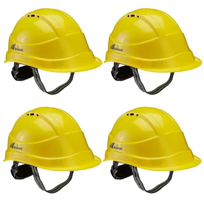 Karam Pack of 4 ISI Marked Safety Helmet with Ratchet Type Adjustment for Outdoor Head Protection (PN542) (Color-Lemon Yellow)