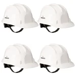 Karam Pack of 4 White ISI Marked Ratchet Type Construction Safety Helmet for Men, with Adjustable Chin Strap (PN521)