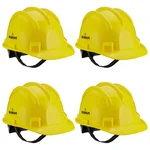 Karam Pack of 4 Yellow ISI Marked Ratchet Type Construction Safety Helmet for Men, with Adjustable Chin Strap (PN521)