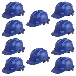 Karam PN521 Pack of 10 Blue ISI Marked Ratchet Type Construction Safety Helmet for Men, with Adjustable Chin Strap