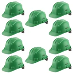 Karam PN521 Pack of 10 Green ISI Marked Ratchet Type Construction Safety Helmet for Men, with Adjustable Chin Strap