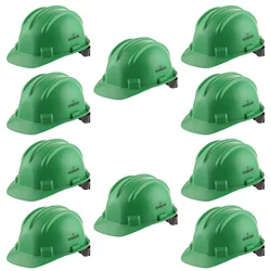 Karam PN521 Pack of 10 Green ISI Marked Ratchet Type Construction Safety Helmet for Men, with Adjustable Chin Strap