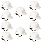 Karam PN521 Pack of 10 White ISI Marked Ratchet Type Construction Safety Helmet for Men, with Adjustable Chin Strap