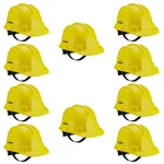 Karam PN521 Pack of 10 Yellow ISI Marked Ratchet Type Construction Safety Helmet for Men, with Adjustable Chin Strap