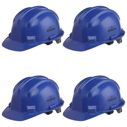 Karam Pack of 4 Blue ISI Marked Ratchet Type Construction Safety Helmet for Men, with Adjustable Chin Strap (PN521)