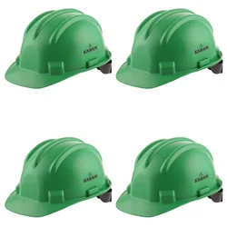 Karam Pack of 4 Green ISI Marked Ratchet Type Construction Safety Helmet for Men, with Adjustable Chin Strap (PN521)