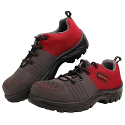 KARAM Red & Grey Safety Shoe With Excellent Grip, Comfort And Slip Resistance (FS213)(Size-4,Pack-1)