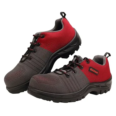 KARAM FS213 Red & Grey Safety Shoe With Sporty Design, Lightweight, Single Density | Antistatic, Antislip, Oil & Heat Resistant with Fiber Toe(Size-6)