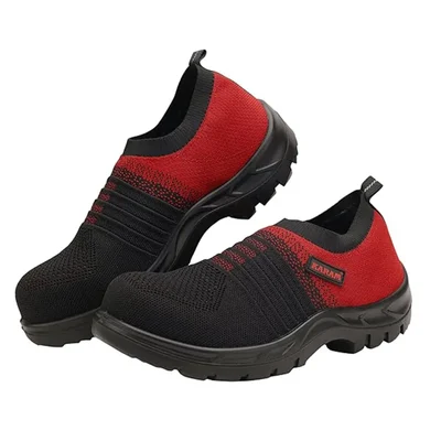 KARAM Red & Black Safety Shoe With Excellent Grip, Comfort And Slip Resistance (FS202)(Size-4,Pack-1)