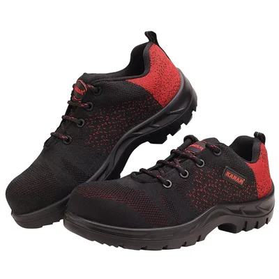 KARAM Red & Black Safety Shoe With Excellent Grip, Comfort And Slip Resistance (FS215)(Size-6,Pack-1)