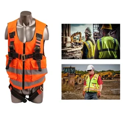 KARAM Reflective Orange Vest Harness With 3 Adjustment & 2 Attachment Points (PN 20 RO)