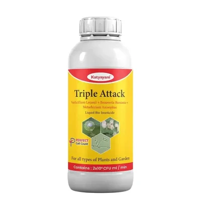 Katyayani Triple Attack | Verticillium Lecanii + Beauveria Bassiana + Metarhizium Anisopliae Liquid | 1 liter(Pack-1 x 1 liter)