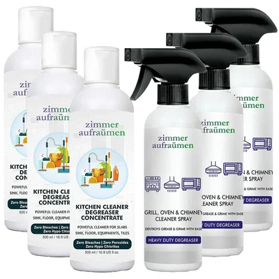 6pcs Combo of Zimmer Aufraumen (500ml x 6pcs) Kitchen Cleaner Degreaser Concentrate and Grill, Oven & Chimney Cleaner
