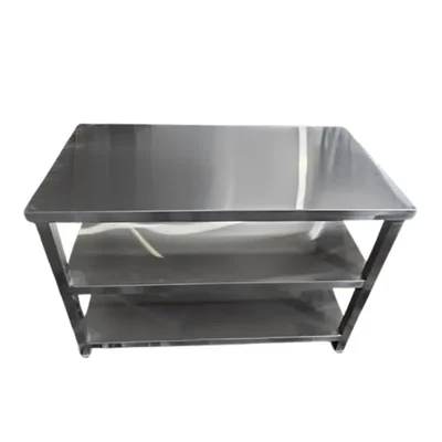 Premium Quality 45 x 24 x 34 inch Stainless Steel 3 Shelves Work Table For Multipurpose Use