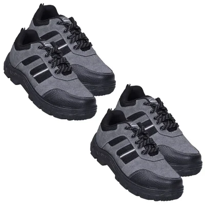 Komico Bold Pack of 2 Safety Shoe - PVC Sole, Low Ankle, Leather Material With Steel Toe(Size-6)