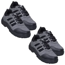 Komico Bold Pack of 2 Safety Shoe - PVC Sole, Low Ankle, Leather Material With Steel Toe(Size-6)