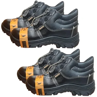 Komico ECO Pack of 2 High Ankle Safety Shoe - PVC Sole Leather Material With Steel Toe(Size-6)
