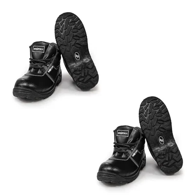 Gravitech Brick High Safety Shoes Pack of 2, PVC Sole, High Ankle, Leather Material With Steel Toe(Size-6)