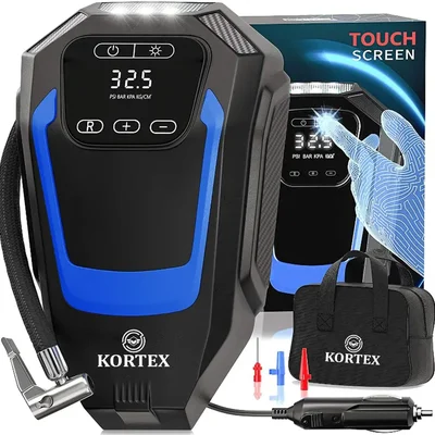 Kortex Rapid Speed Touch Screen Digital Car Air Pump Inflator 12V DC with LED Light and Auto on-off