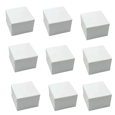 100 Pcs, 4x4x3 Window 280 GSM Kraft Paper Cupcake Box with Insert For Cupcakes, Brownies, Bakery Products