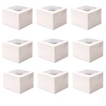 100 Pcs, 4x4x3 Window 280 GSM Kraft Paper Cupcake Box with Insert For Cupcakes, Brownies, Bakery Products