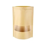 500gm, 16cm x 22cm Kraft Paper Standup Pouch with Transparent Window for Food Storage and Packaging