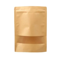 150gm, 12cm x 20cm Kraft Paper Standup Pouch with Transparent Window for Food Storage and Packaging(Pack-50 pcs)