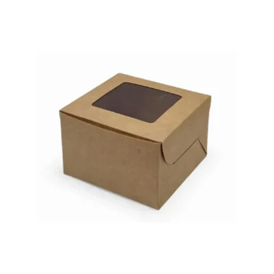 600 Pcs, Premium 3x3x2 Inch 280 GSM Kraft Window Box With Transparent Window for Brownies, Mini Pastries & Dry Snacks