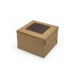 600 Pcs, Premium 3x3x2 Inch 280 GSM Kraft Window Box With Transparent Window for Brownies, Mini Pastries & Dry Snacks