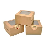 Premium 3x3x2 Inch 280 GSM Kraft Window Box With Transparent Window for Brownies, Mini Pastries, Muffins, Small Sweets